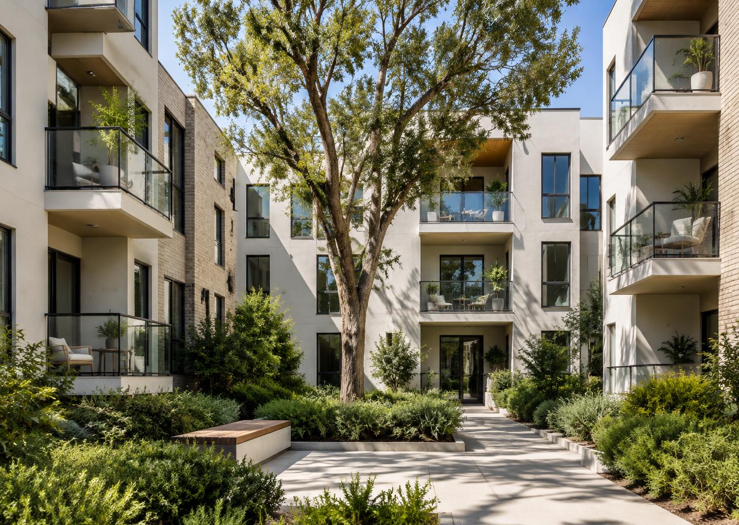 Illustrative multifamily architecture; not a photograph of this CP3 project